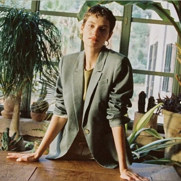 J Crew Helena Blazer in Stretch Linen Blend Sage Green Topiary Size 12 - Picture 1 of 11